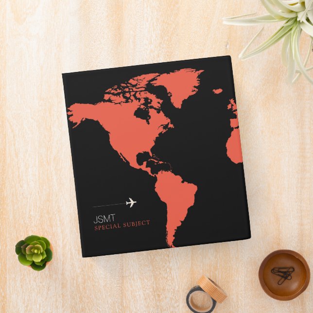 Orange Red World Map International Travel Subjects Binder (In Situ)