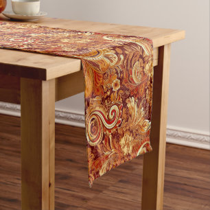 Orange Red Yellow Paisley Pattern Short Table Runner