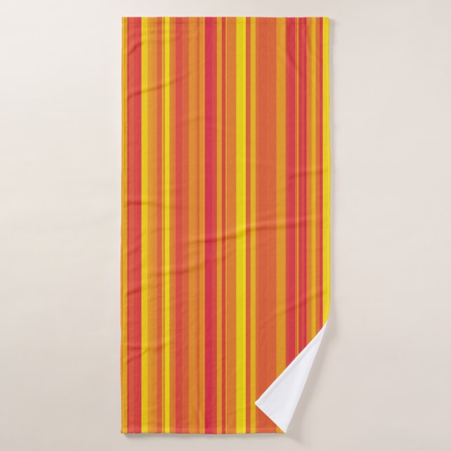 Orange Red Yellow Stripes Bath Towel (Bath Towel)