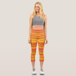 Orange Red Yellow Stripes Capri Leggings<br><div class="desc">Orange Red Yellow Stripes Capri Leggings</div>
