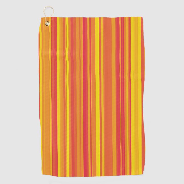 Orange Red Yellow Stripes Golf Towel (Front)