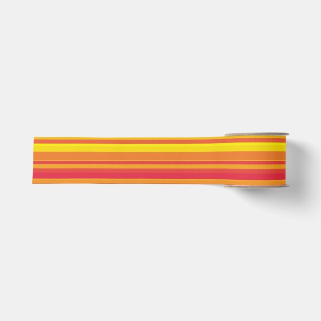 Orange Red Yellow Stripes Grosgrain Ribbon (Front)