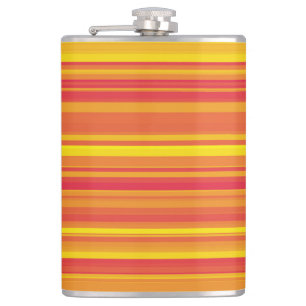 Orange Red Yellow Stripes Hip Flask