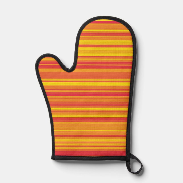 Orange Red Yellow Stripes Oven Mitt (Front)