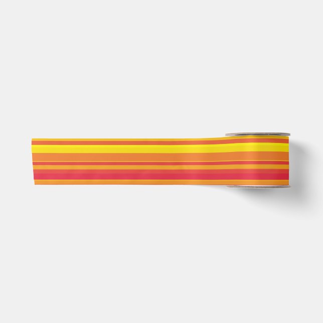 Orange Red Yellow Stripes Satin Ribbon (Front)