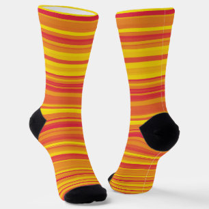 Orange Red Yellow Stripes Seamless Pattern Socks
