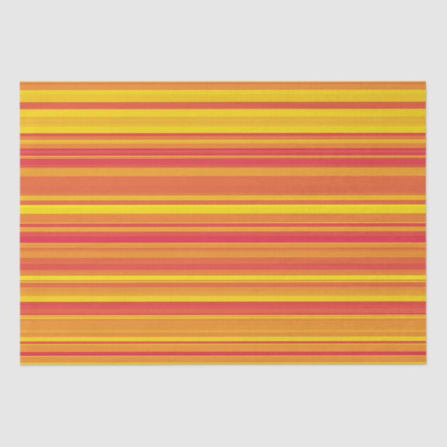 Orange Red Yellow Stripes Tissue Paper (Front)