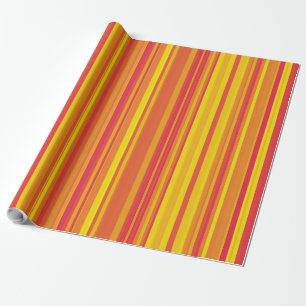 Orange Red Yellow Stripes Wrapping Paper