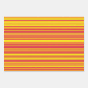 Orange Red Yellow Stripes Wrapping Paper Sheet