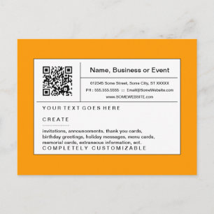 orange refined QR code Invitation Postcard