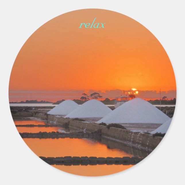Orange relax classic round sticker (Front)
