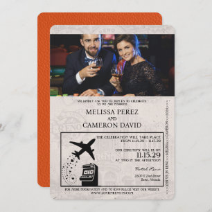 Orange Reno Passport Wedding Invitation