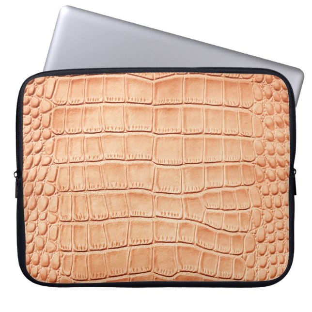 Orange Reptile Leather Texture Design Laptop Sleeve (Front)
