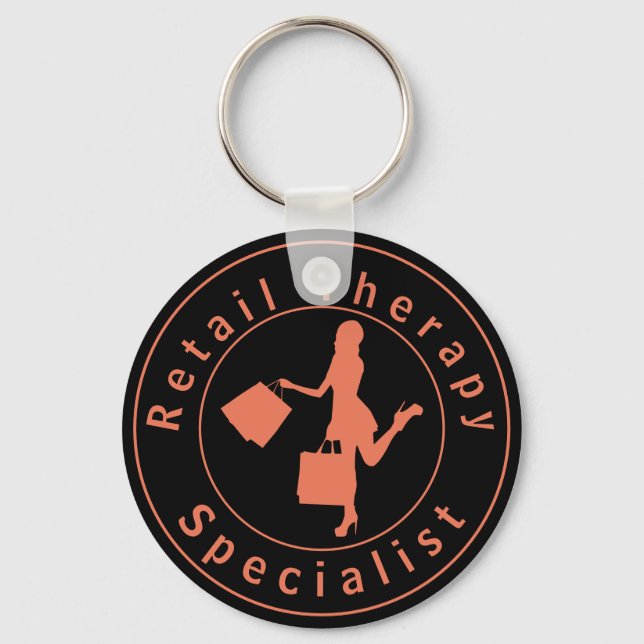 Orange Retail Therapy Specialist Keychain (Front)
