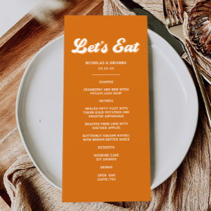 Orange Retro 70s Boho Groovy Disco Wedding Menu