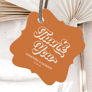 Orange Retro 70s Boho Thank You Wedding Favour Tags