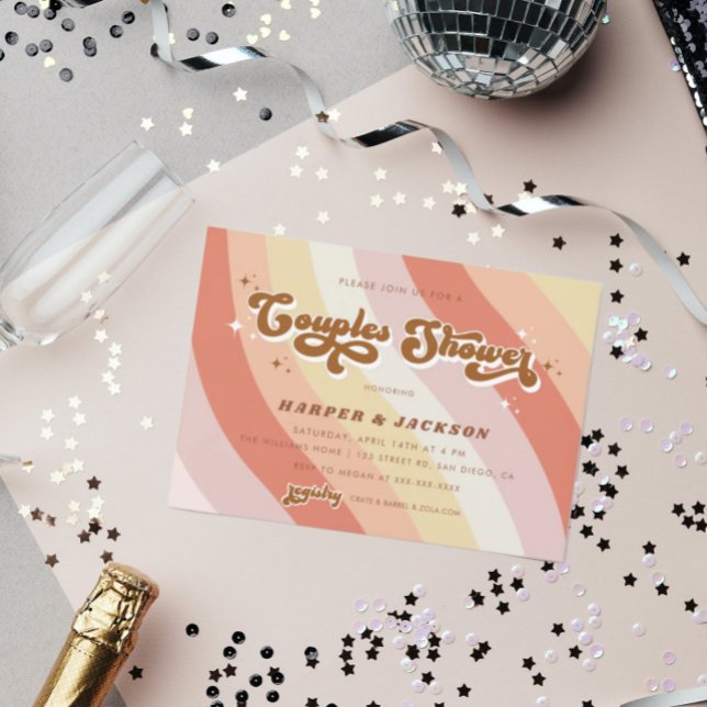 Orange Retro 70s Couples Shower Invitation (Creator Uploaded)