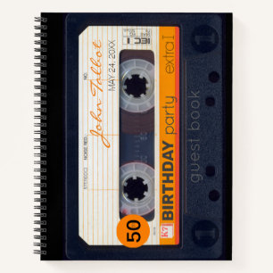 Orange Retro Audiotape 50th birthday Guest Book 2