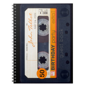 Orange Retro Audiotape 50th birthday Guestbook N2 Notebook