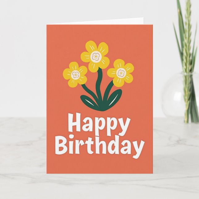 Orange Retro Birthday Card (Front)