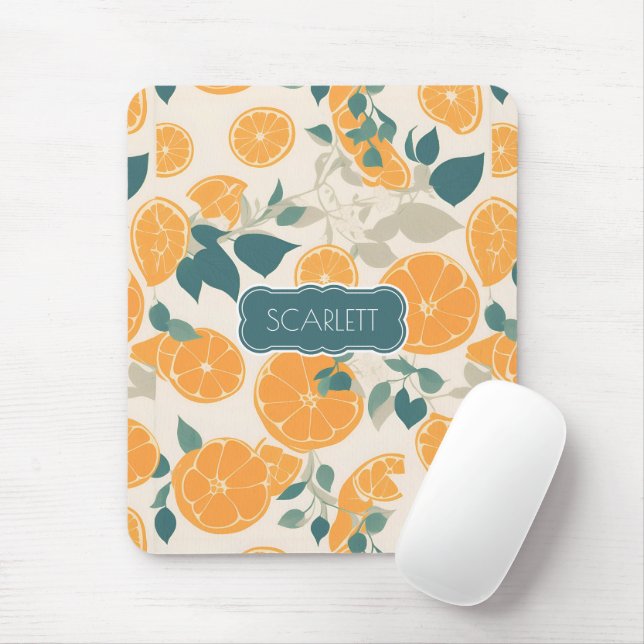 Orange Retro Colourful Personalized Pattern Mouse Pad (With Mouse)