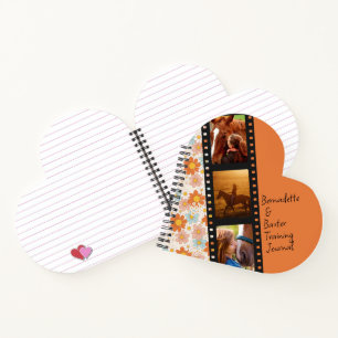 Orange Retro Daisy 3 Photo Horse Collage Name Notebook