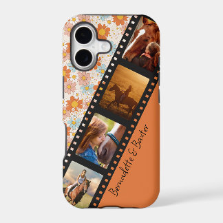 Orange Retro Daisy 4 Photo Horse Collage Name