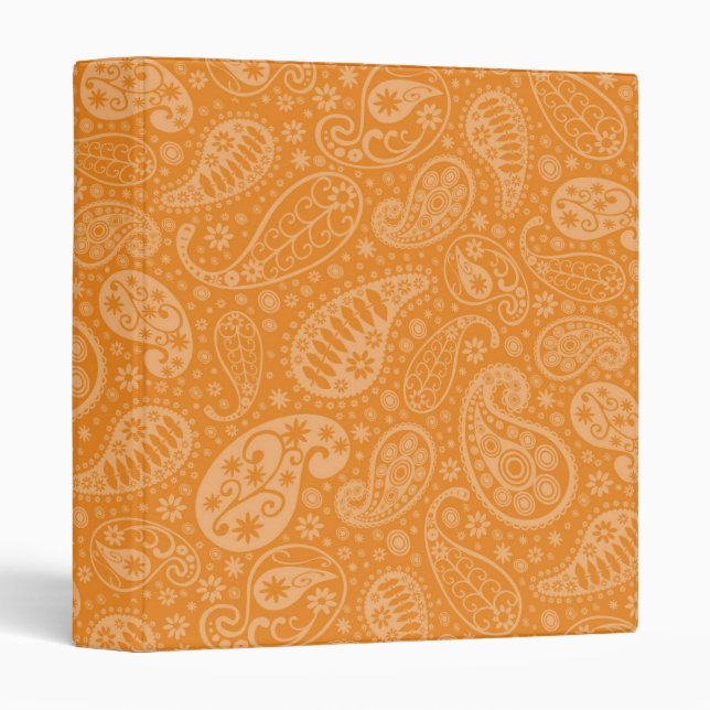 Orange Retro Floral Paisley Binder (Front/Spine)