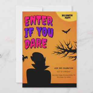 Orange Retro Halloween Invitation,Halloween Night  Invitation