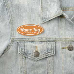 Orange Retro Oval Classic Name Tag