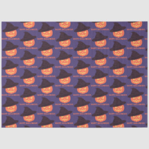 Orange Retro Pumpkin Happy Halloween Tissue Paper