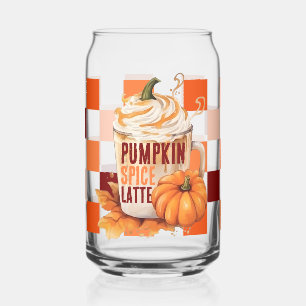Orange Retro Pumpkin Spice Latte Thanksgiving Can Glass