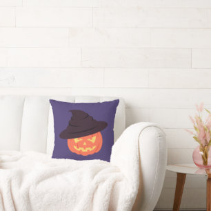 Orange Retro Pumpkin Throw Pillow