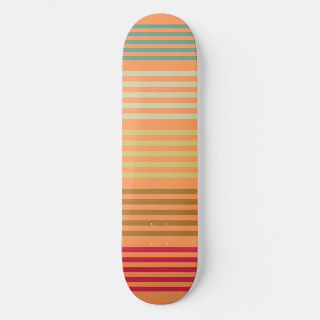 Orange Retro Stripes Skateboard (Front)