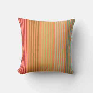 Orange Retro Stripes Throw Pillow