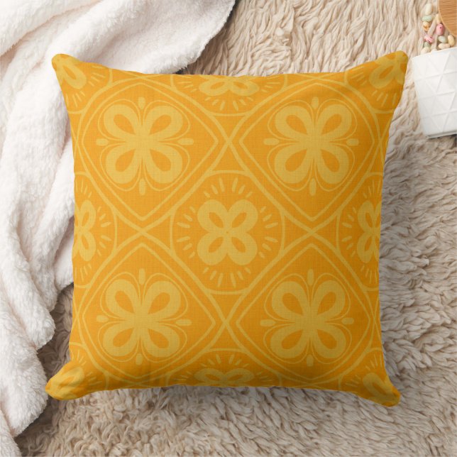 orange retro style pattern throw pillow (Blanket)
