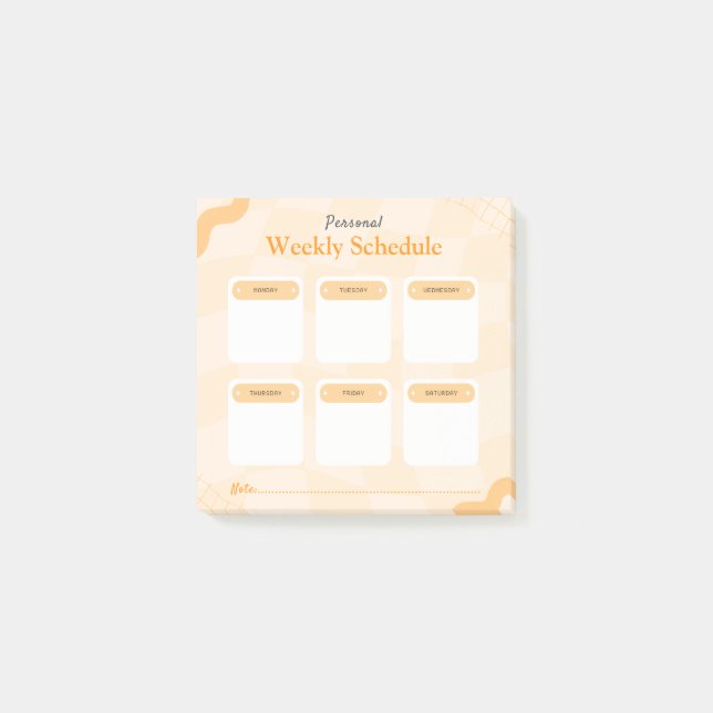 Orange Retro Style Personal Weekly Planner Post-it Notes (Front)
