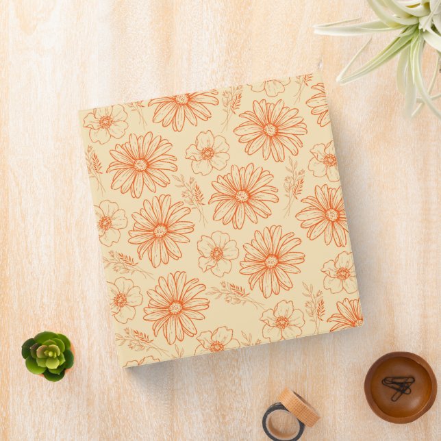 Orange Retro Vintage Y2K Flower Pattern Binder (In Situ)