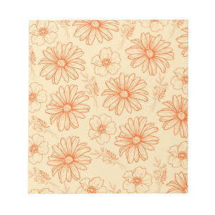 Orange Retro Vintage Y2K Flower Pattern Notepad