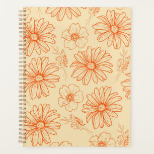Orange Retro Vintage Y2K Flower Pattern Planner