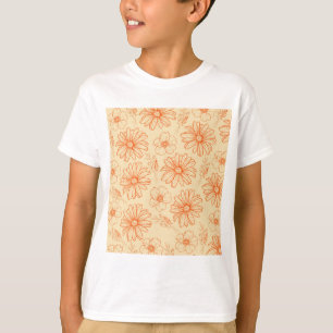 Orange Retro Vintage Y2K Flower Pattern T-Shirt