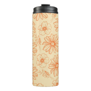 Orange Retro Vintage Y2K Flower Pattern Thermal Tumbler