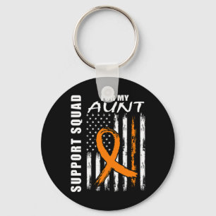 Orange Ribbon Aunt Leukaemia Awareness Usa Flag Ca Keychain