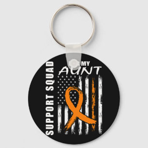 Orange Ribbon Aunt Leukaemia Awareness USA Flag Ca Keychain