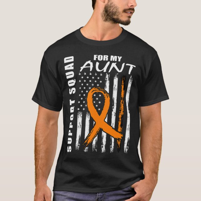 Orange Ribbon Aunt Leukaemia Awareness Usa Flag Ca T-Shirt (Front)