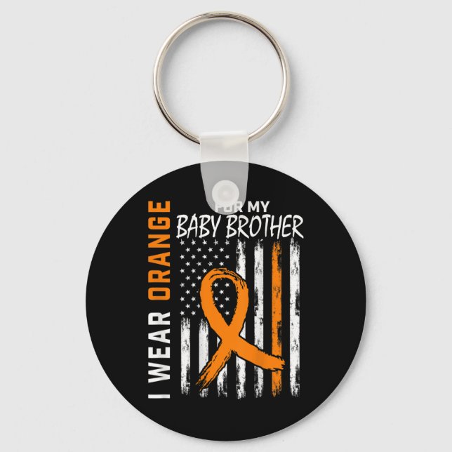 Orange Ribbon BBaby Brother Leukaemia Awareness Keychain (Front)