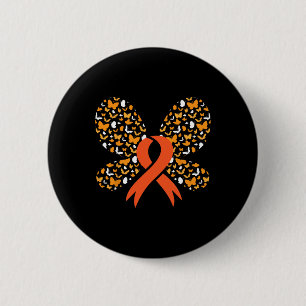 Orange Ribbon Butterfly Leukemia Awareness Survivo 2 Inch Round Button