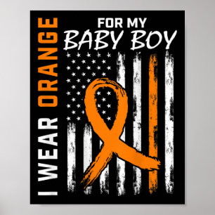 Orange Ribbon Byby Boy Leukaemia Awareness Month W Poster