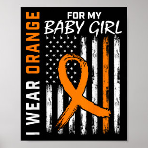Orange Ribbon Byby Girl Leukaemia Awareness Poster