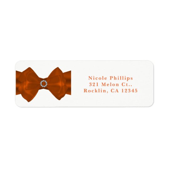 Orange Ribbon & Diamonds Bridal Shower Invitation Return Address Label